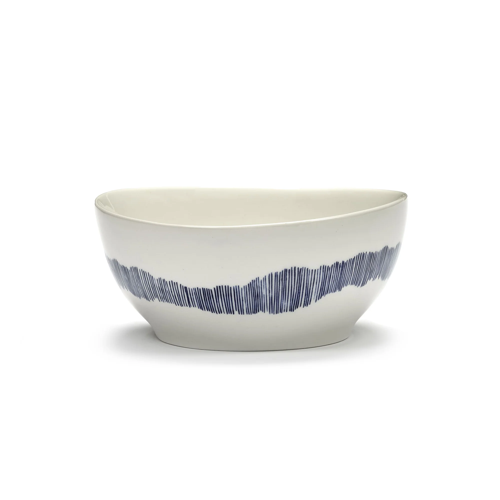 White Bowl with Blue Stripes - S
