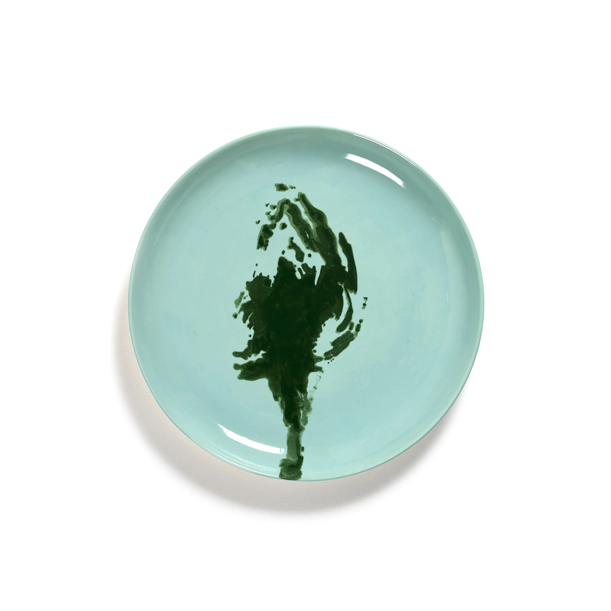 Azure High Plate with Green Artichoke Motif - Image 2