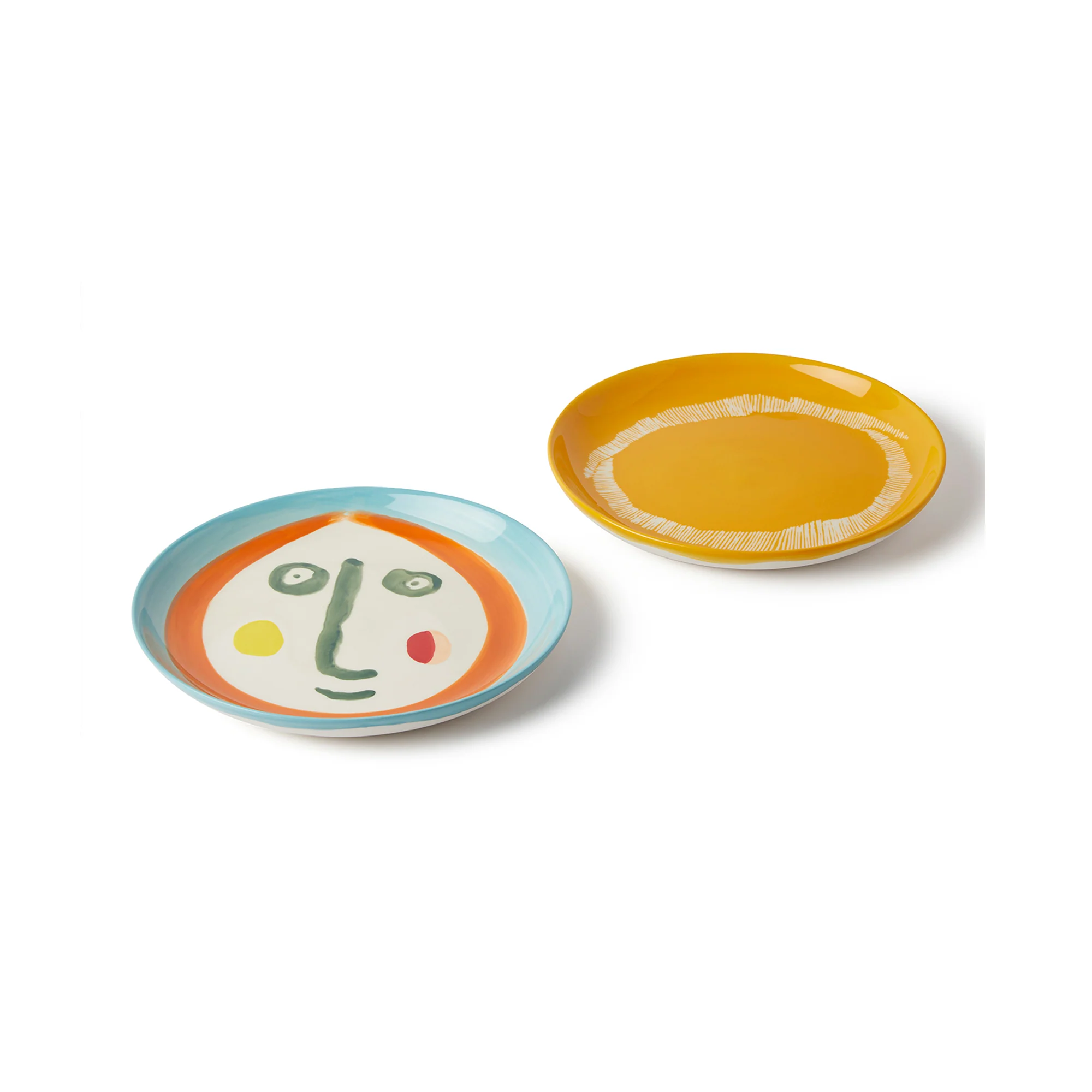 Azure Face and Sunny Yellow Design Plates S - 2 Piece Set