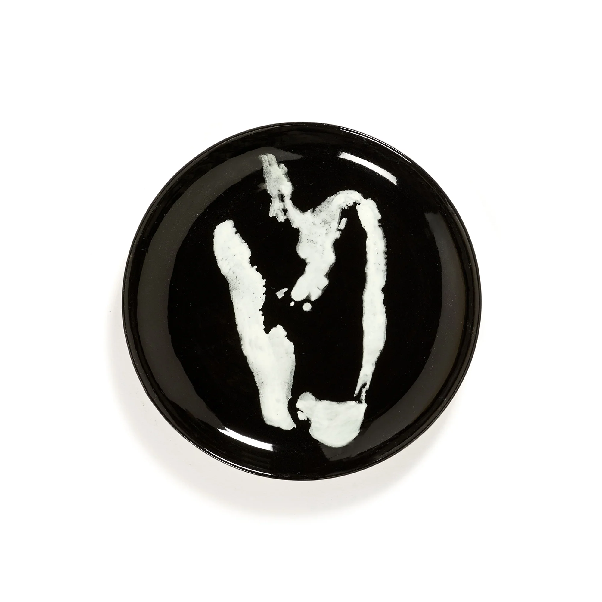 Black Plate with White Pepper Motif - S