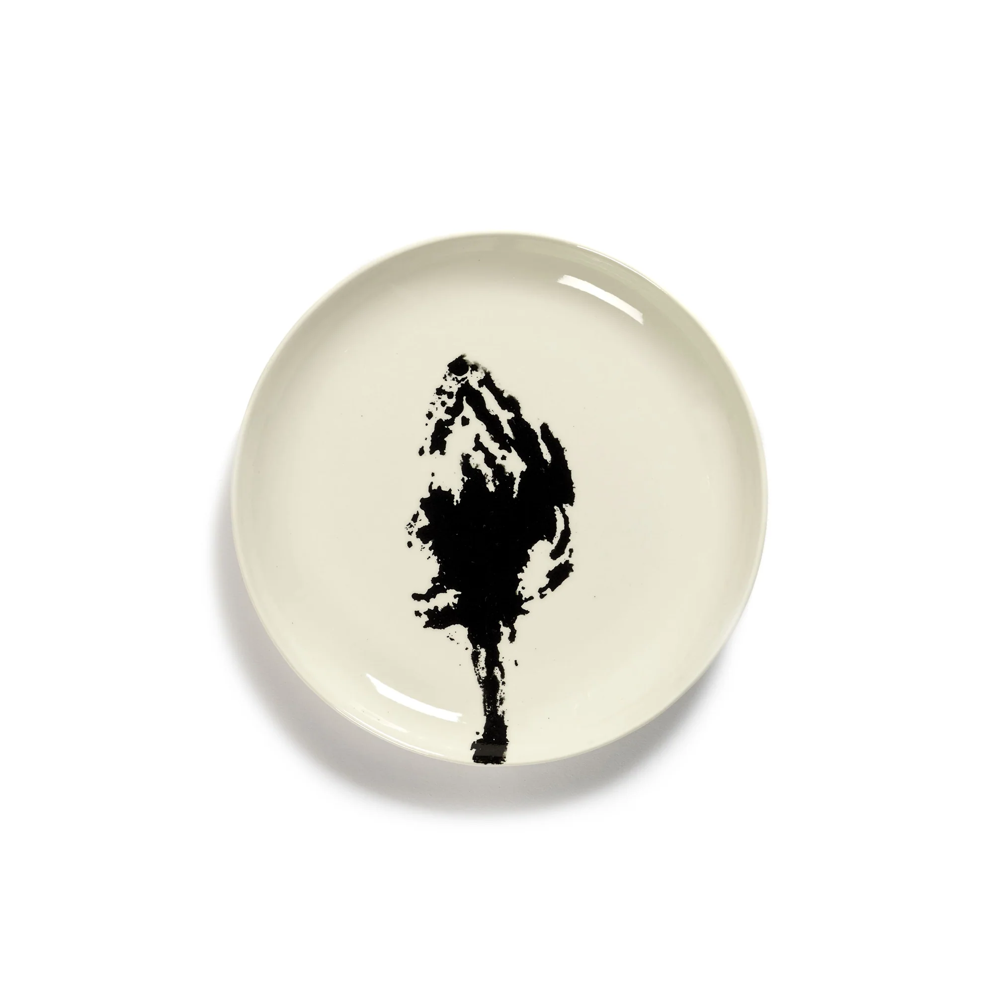 White Plate with Black Artichoke Motif - S