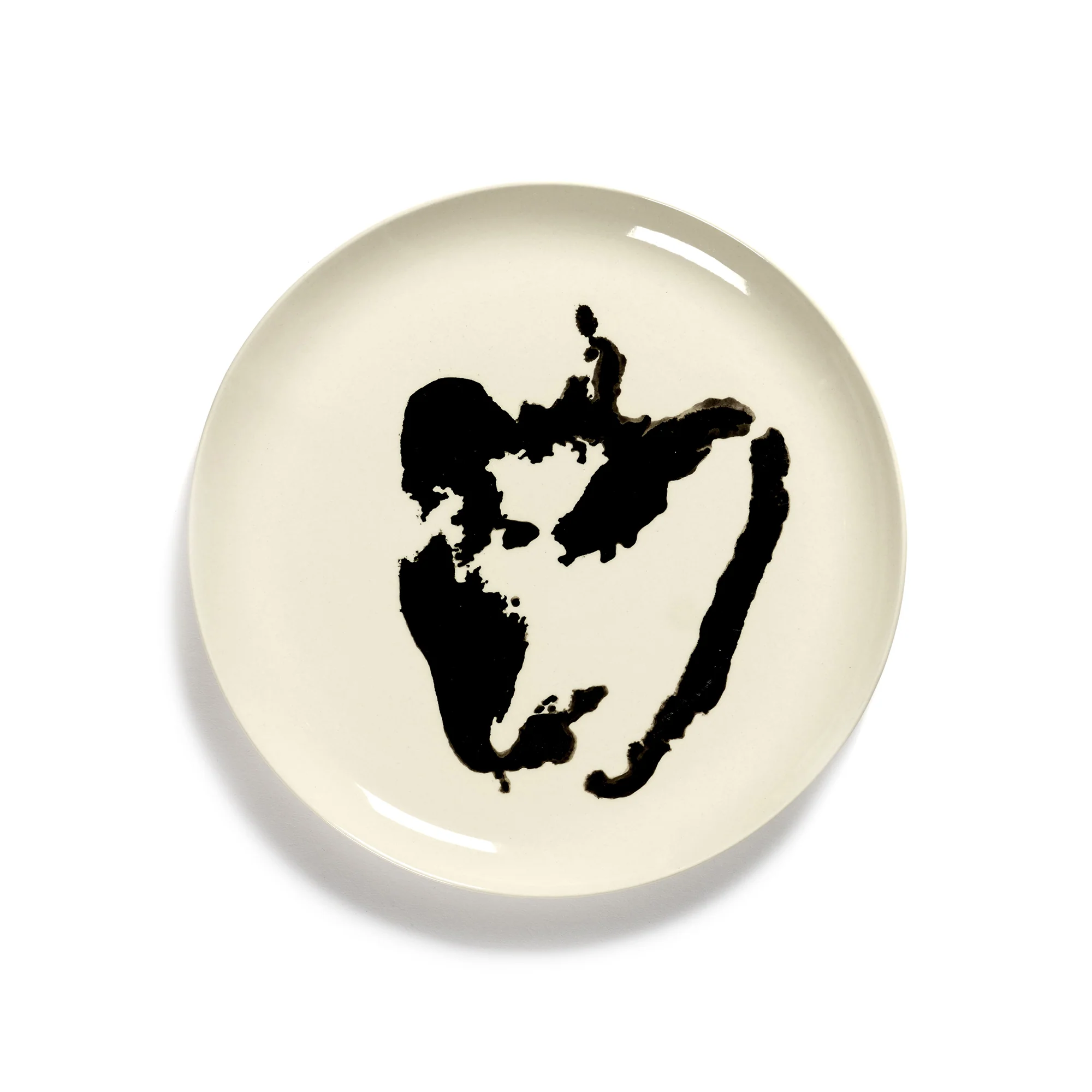 White Plate with Black Pepper Motif - L