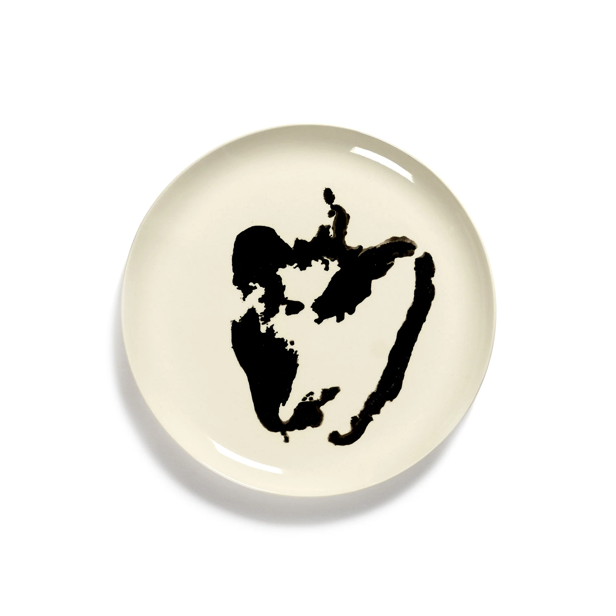 White Plate with Black Pepper Motif - M
