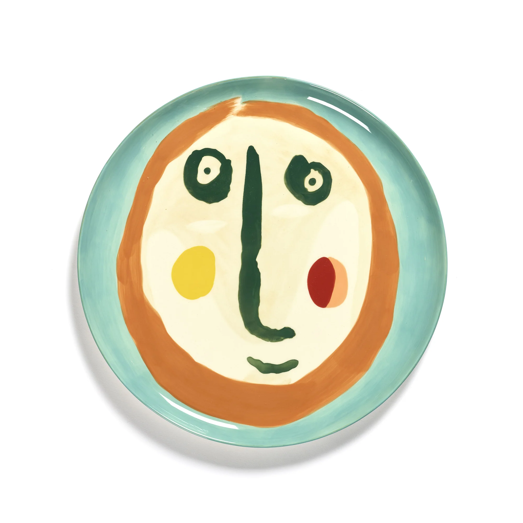 Azure Plate with Face Motif
