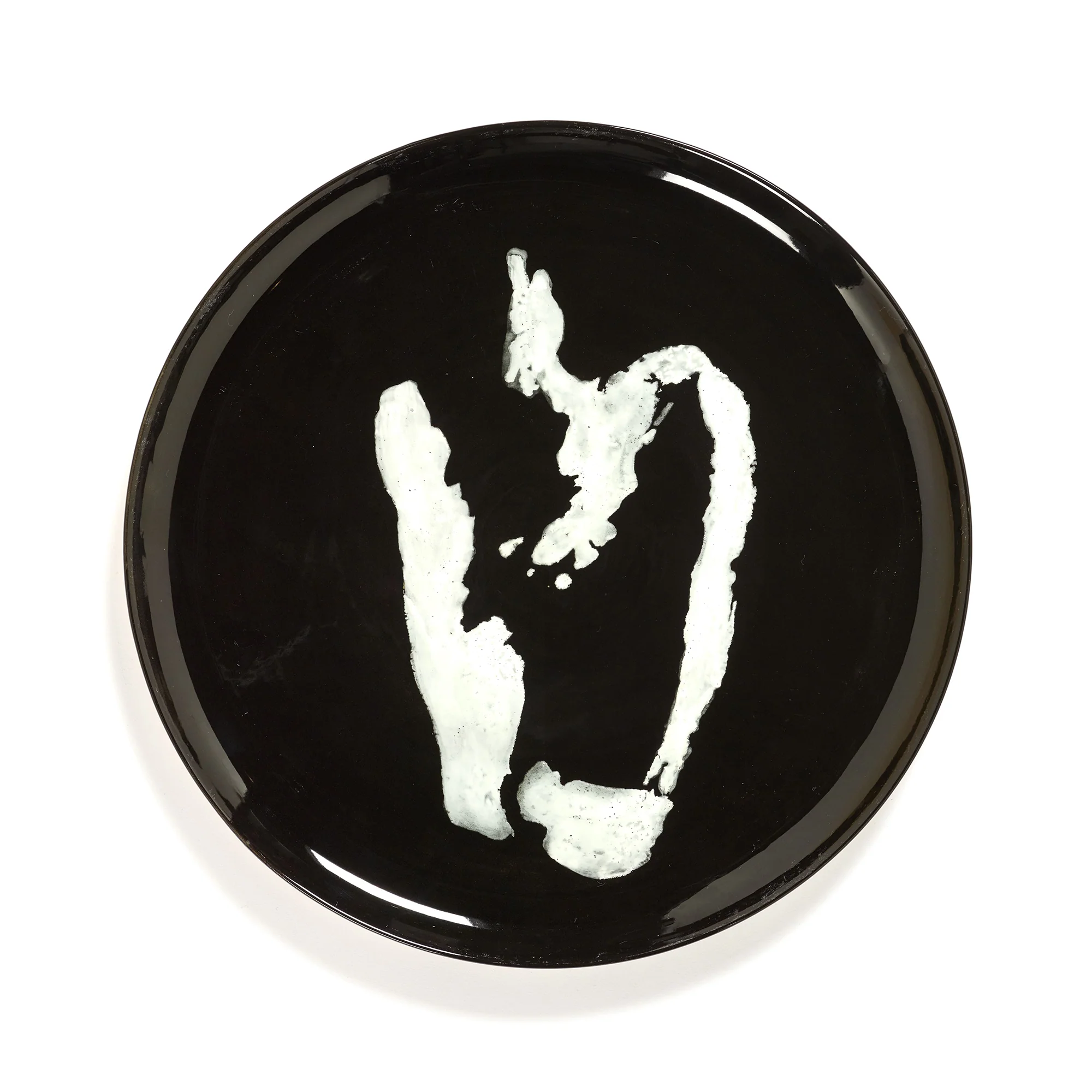 Black Serving Plate with White Pepper Motif