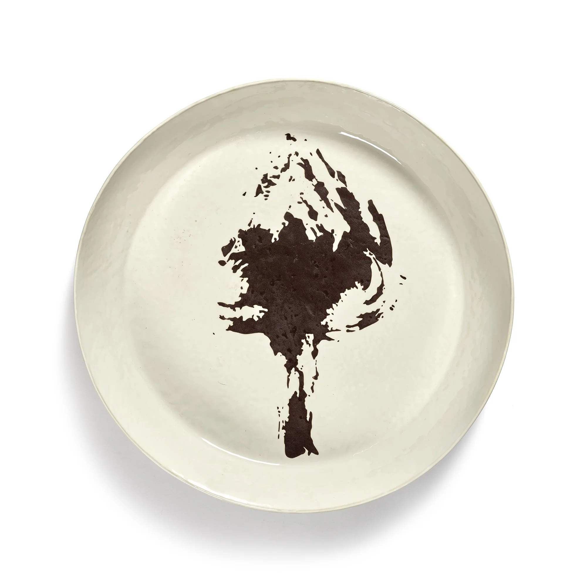 White Large Platter with Black Artichoke Motif
