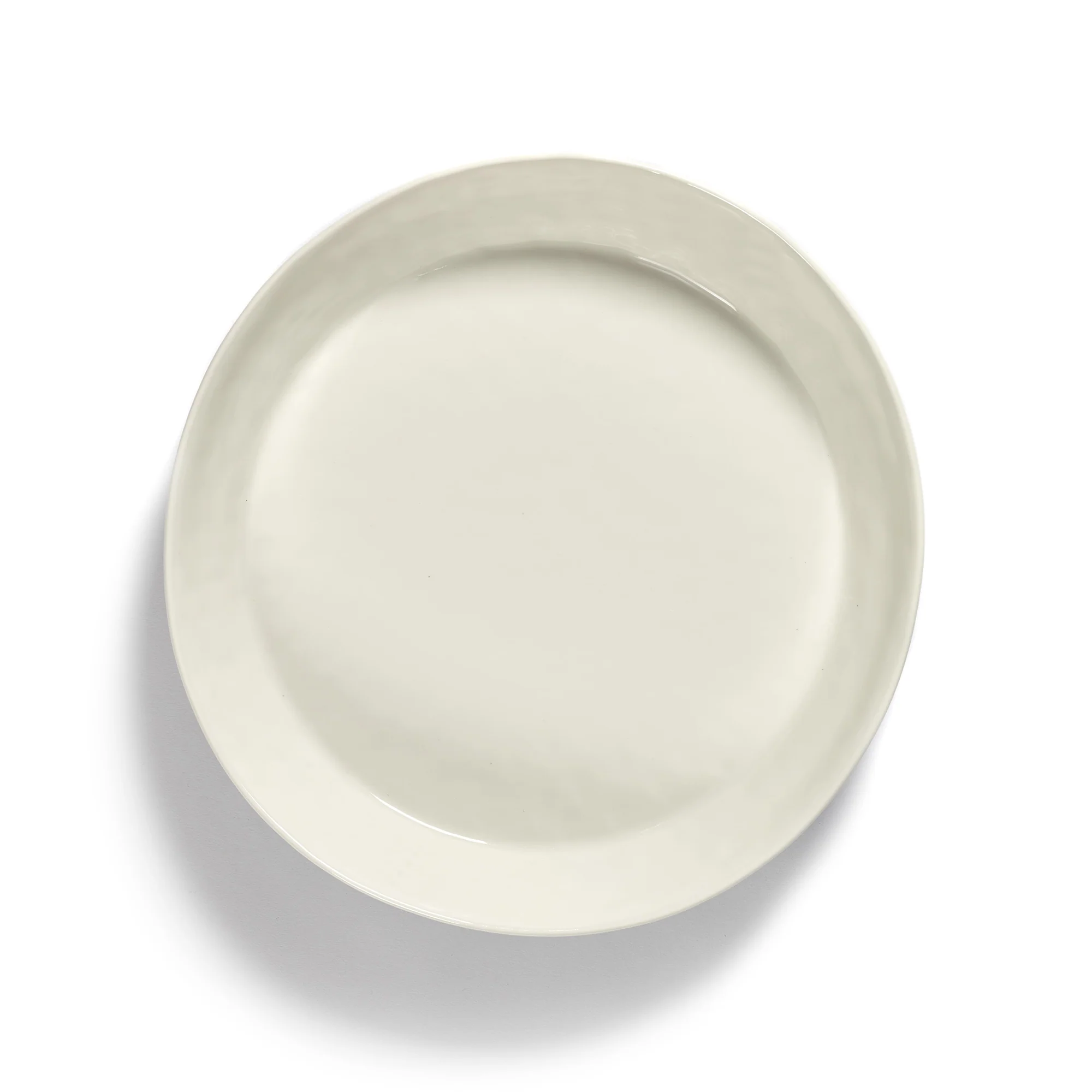 White High Side Serving Plate with Blue Stripes