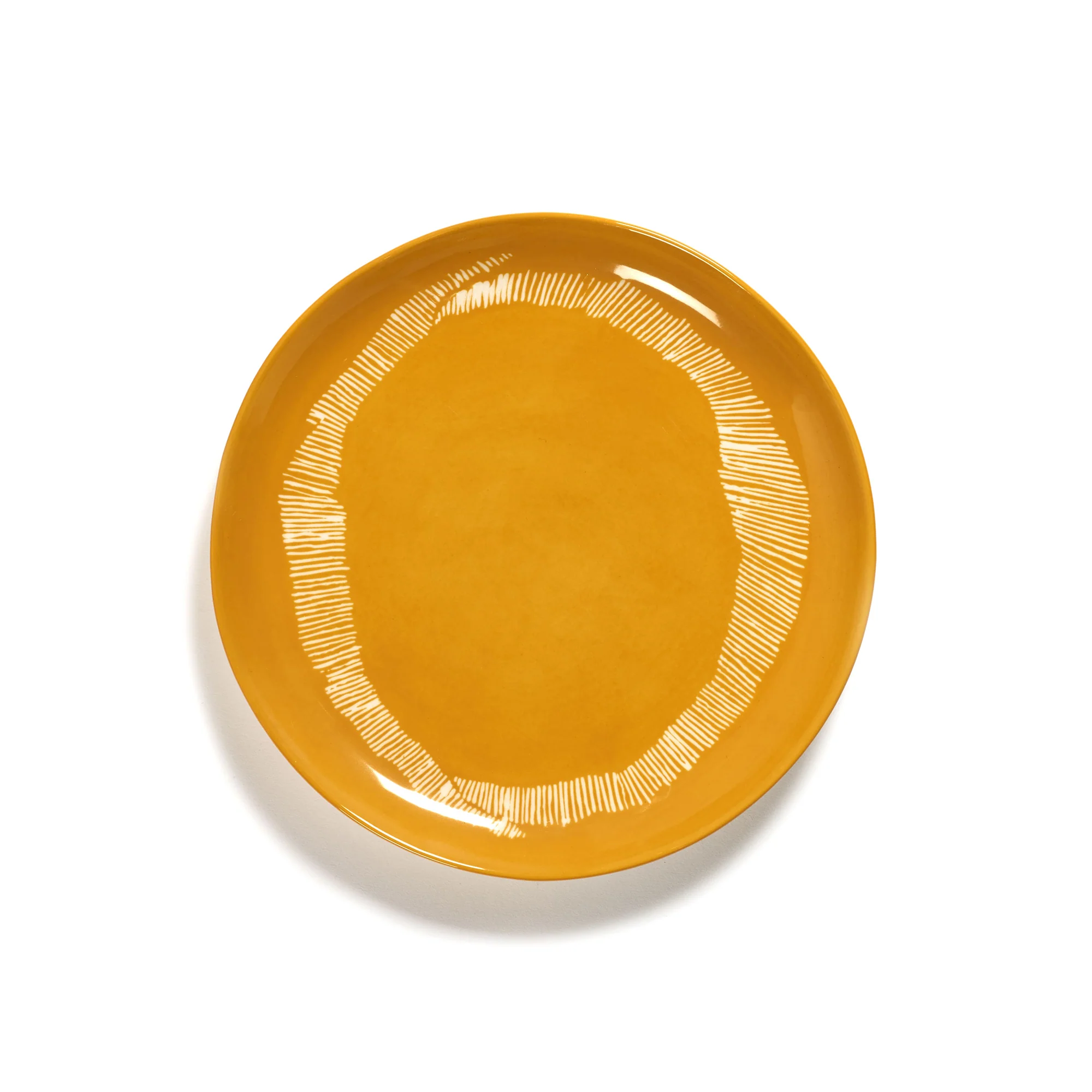 Sunny Yellow Plate with White Stripes