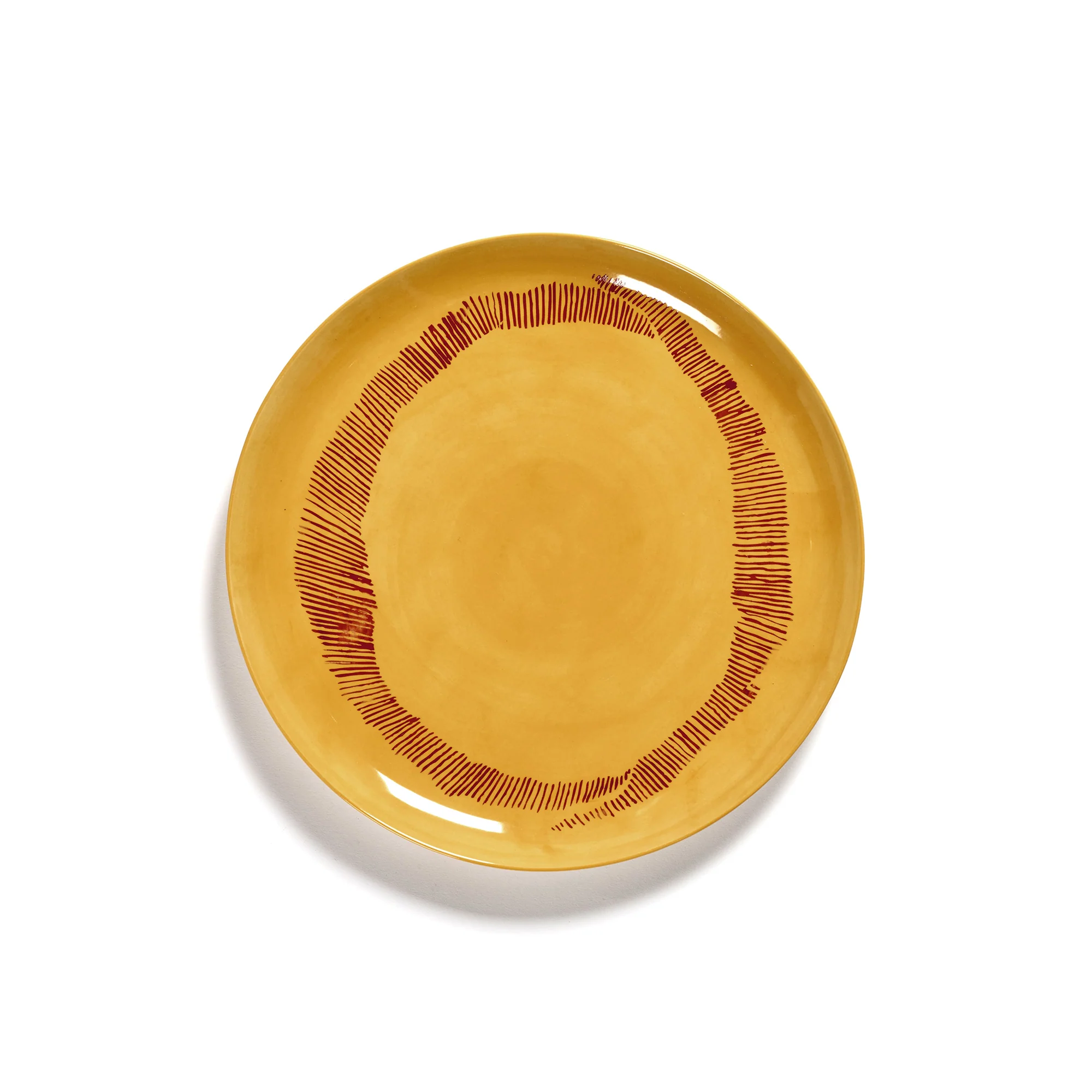 Sunny Yellow Plate with Red Stripes